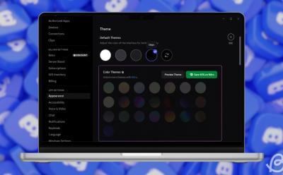 illustration of a laptop previewing the new theme available on the Discord desktop app